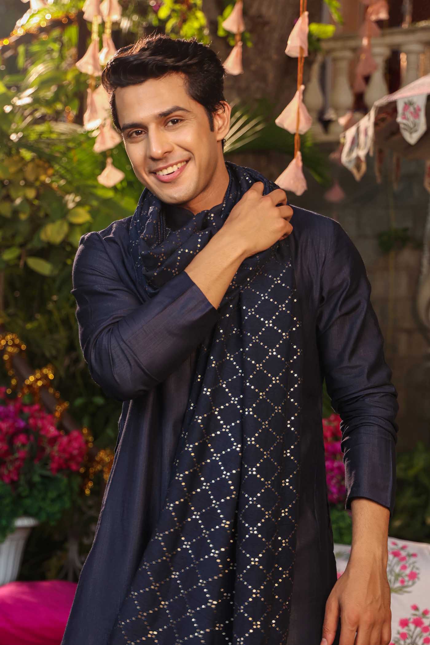 Navy Blue Sequence Dupatta
